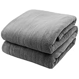 Biddeford Luxurious Microplush Heated Electric Blanket Queen Light Gray Plush