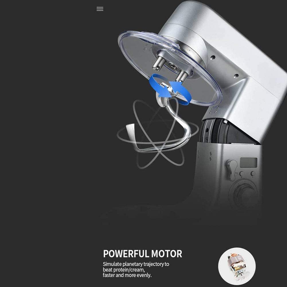 Müller Koch MK-6043 - Amasadora de 10 L, 6 velocidades, ajuste de impulso, indicador LED, pala K, gancho para masa, batidor de varillas, cuenco para hornear
