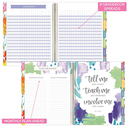 Bloom Daily Planners New Undated Academic Year Teacher Planner & Calendar With Frosted Protective Cover - 7 Period Lesson Plan Organizer Book (9" X 11") - Teacher With A Plan #TOP5