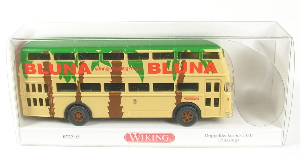Wiking Orange,Green,Brown,Silver,Black 072205 Bussing D2u Bluna Double Decker Bus 1951-65