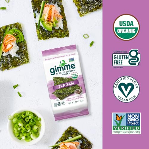 Image of Gimme 6 CT Teriyaki Organic Roasted Seaweed Snacks, 5g, 0.17oz