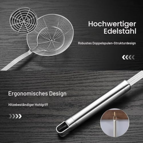 DEHOV Schaumlöffel Edelstahl 14 cm, Frittiersieb & Schaumkelle 2 Stück – Ansicht 3