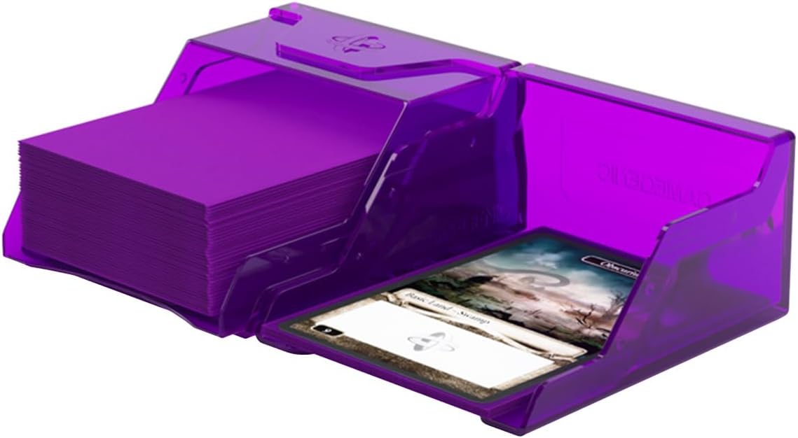 Gamegenic Bastion 50+ XL Deck Box - Compact, Secure, and Perfectly Organized for Your Trading Cards! Safely Protects 50+ Double-Sleeved Cards, Purple Color, Made image 5