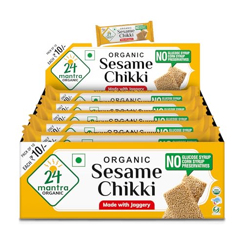 Image of 24 Mantra Organic Sesame Chikki 16g - Pack of 10 |160 Gram