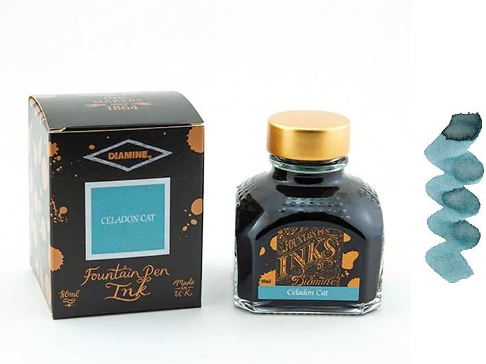 Diamine - Tinta para pluma estilográfica de 2.7 fl oz - Celadon Cat