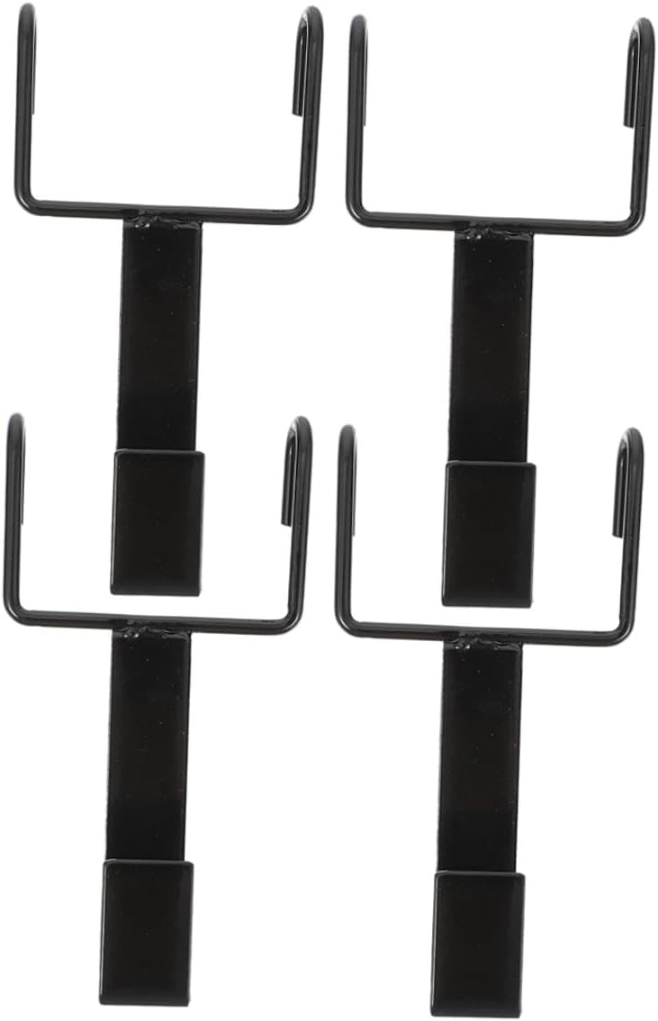 4pcs Heavy Duty Black Door Wreath Hangers Over-The-Door Hooks for Front Door Outdoor Garland Holder Wrought Iron Wreath Hook for Holiday Decorations