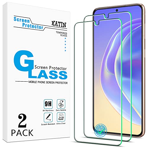 (2 Pack) KATIN Screen Protector for Samsung Galaxy S21, S21 5G 6.2-inch Tempered Glass, Support Fingerprint Unlock, Anti-Scratch, Bubble-Free, Case Friendly