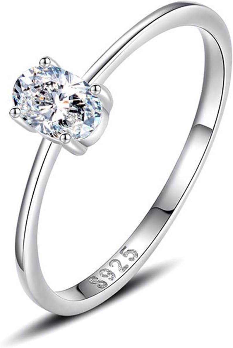 925 Sterling Silver Wedding Rings for Women Sterling Silver Rings Women Ring with Oval Cubic Zirconia Wedding Bands Women
