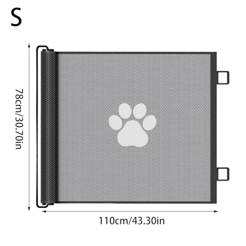 No Drill Retractable Pet Gate- Mesh Fabric Dog Cat Barrier, 110x78cm 130x78cm- Indoor Stair Door Guard for Puppy- Portable-2