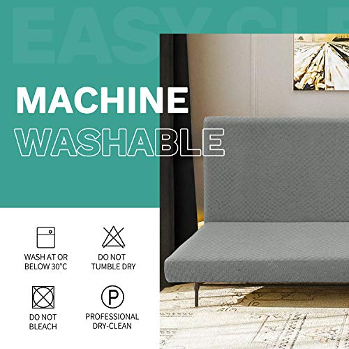 Yemyhom Futon Cover Latest Jacquard Design High Stretch Armless Sofa Bed Slipcover Anti-Slip Furniture Protector With Elastic Bottom (Futon, Light Gray) #TOP4