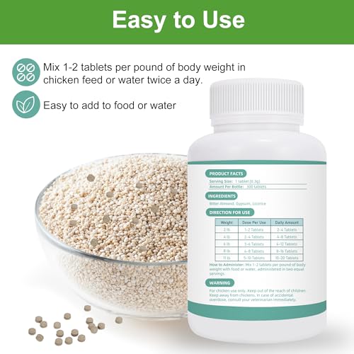 Chicken Breathing Supplement, Poultry Respiratory Aid Pills for All Breeds & Ages of Chickens - Support Wheezing, Coughing, Rapid Breathing, Lung Health - Gentle, Natural Formula - 300 Tablets