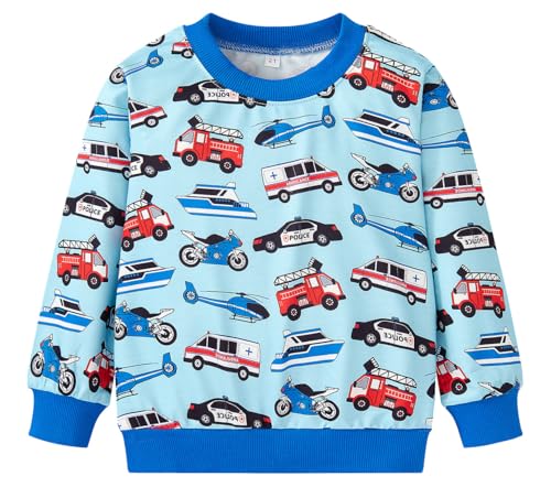 Image of Akyzic Boys Sweatshirts Cotton Long Sleeve Crewneck Pullover Toddler Kids Winter Warm Shirt Sweater Tops 3t-8t