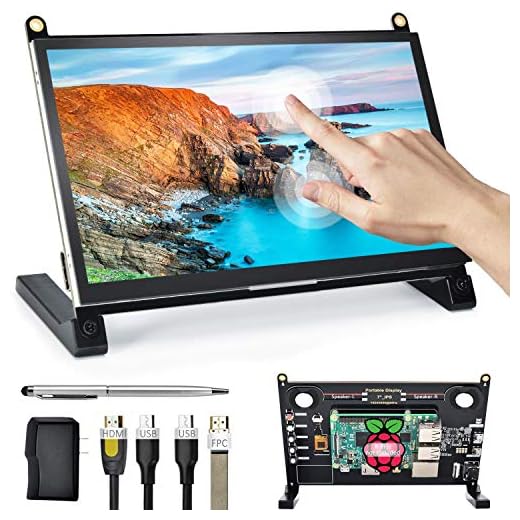 Lebula Raspberry Pi Portable Monitor, 7'' IPS Touchscreen USB Small Monitor with Dual Speakers, IPS 1024X600 PI Display, Compatible with Nintendo Switch, Raspberry Pi 4/3/2/Zero