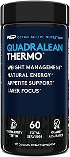 RSP Nutrition QuadraLean Thermogenic Fat Burner for Men & Women, Weight Loss Supplement, Crash-Free Energy, Metabolism Booster & Appetite Suppressant, Diet Pills, 60 Serv (Packaging May Vary)