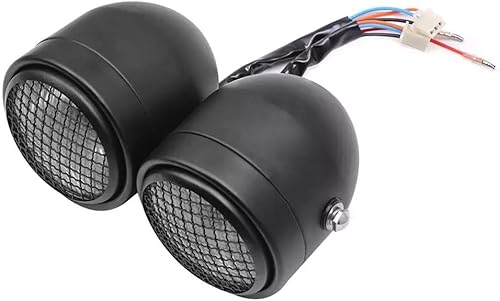 Miniatura 3 de Motocicleta doble delantero faro lámpara Wsoporte malla parrilla doble Cafe Racer cabeza luces para Harley Cafe Racer Yamaha (blanco)