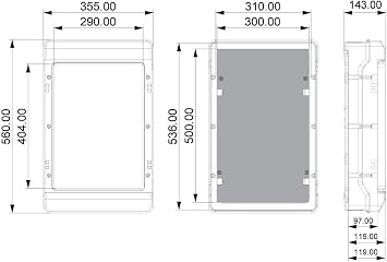 YAVUZ Abs Pano 35.5 x 56 x 14.3 cm Taban Saclı IP65 Plastik Pano Montaj Plakalı Elektrik Kutusu Pano Darbeye Dayanıklı Dış Ortam Muhafaza Kutusu ABS Pano POLİ 021