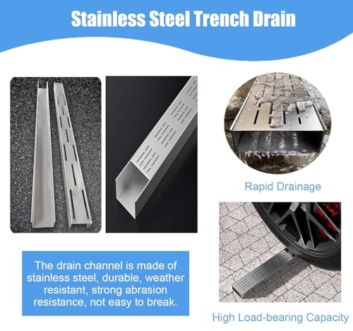 Caniveau en acier inoxydable de drainage extérieur avec grille étroite pour cour - 4