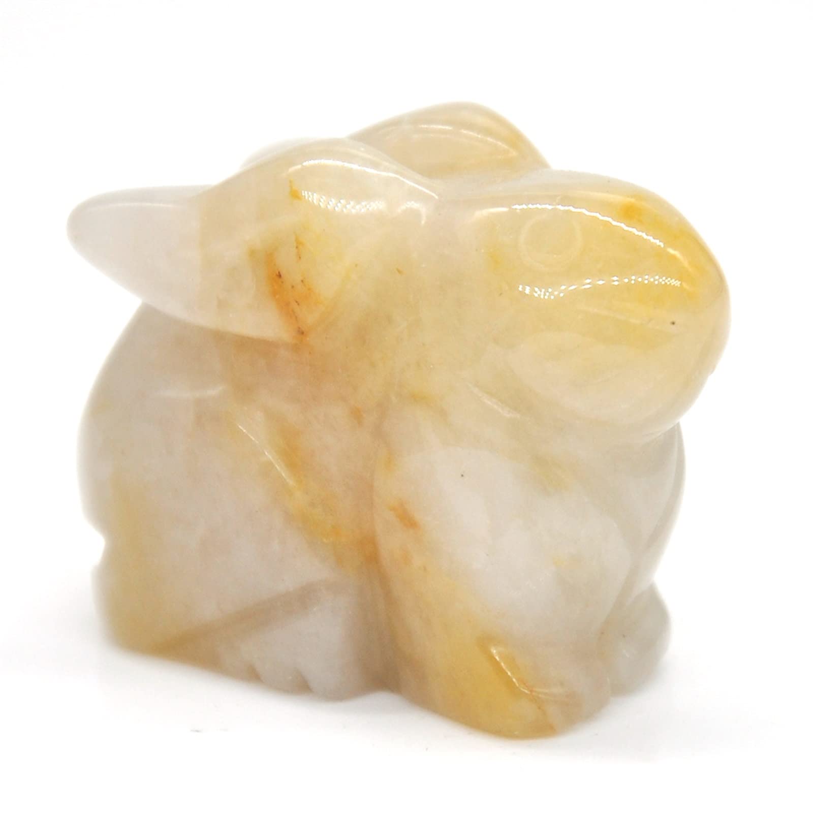 1 STÜCK Hase Hase Statue Mischedelstein Kristall Edelstein Tasche Tier Figur Ornament Home Dekoration Handgeschnitzt ERTEYIN (Color : Yellow Jade, Size : One Size)