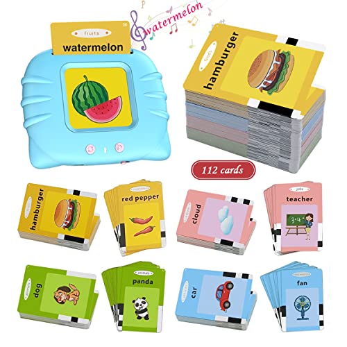 112 pcs Double-Sided Cards 224 Words - Educational Toys for 2 3 4 5 Year Old Kids Toddler Flash Cards, Preschool Learning Resource Electronic Interactive Toy Gifts for Boys Girls Learning Toys