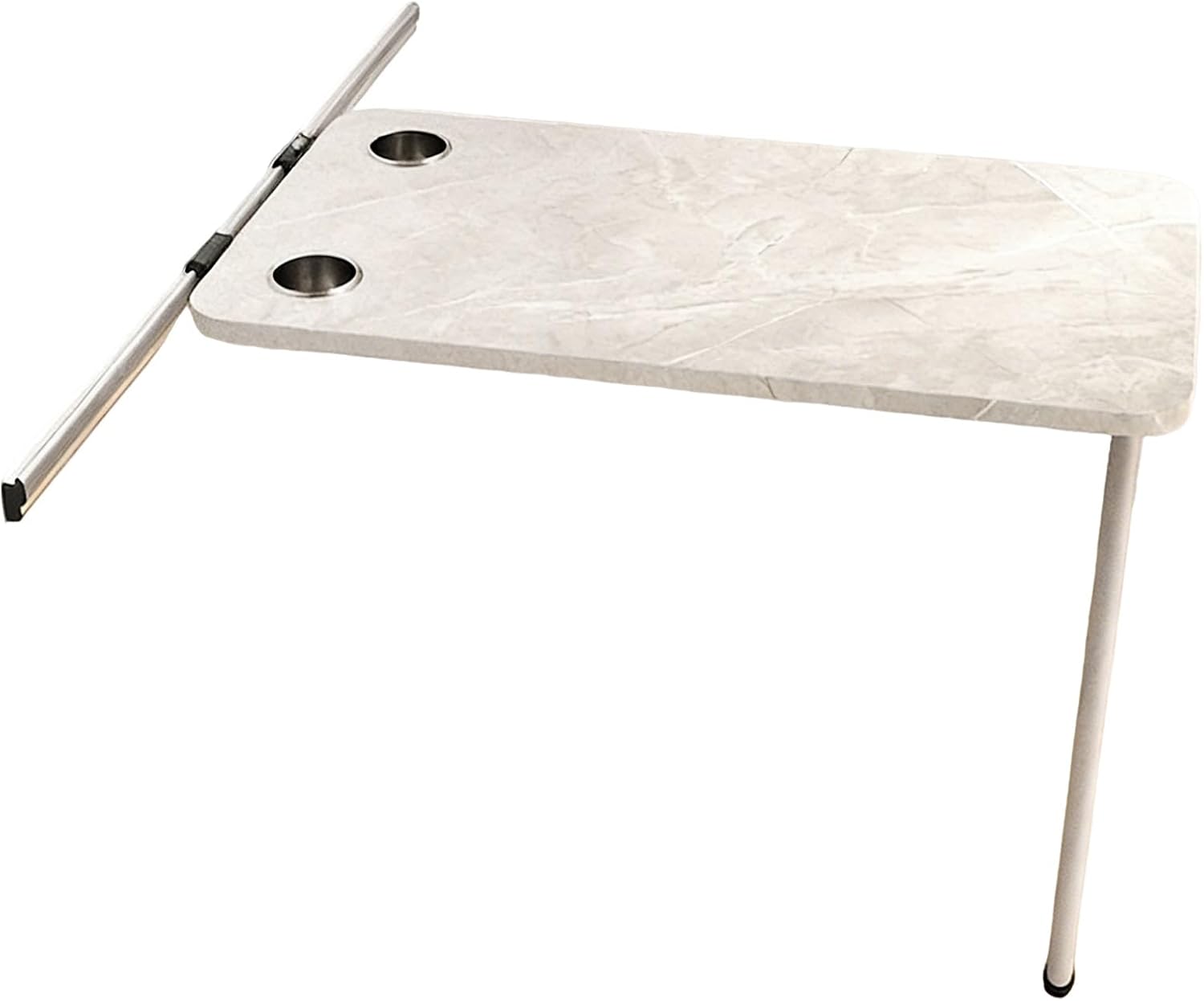 Adjustable Rv Tables Wall Mounted Folding Table with 2 Cup Holders and White Steel Brackets for Campervans Motorhomes Home Office Bedroom Kitchen(Beige)