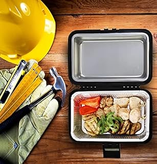 Koolatron 12V Heating Lunch Box Stove, 1.6 Qt (1.5 L) Black 6 ft (1.8m) Power Cord Heats to 300F (149C) Built-In Cord Storage Classic Construction Worker Lunchbox for Car SUV Pickup Truck