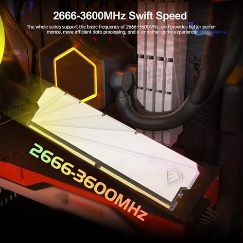 Netac DDR4 DRAM 32GB Kit16GBx2 C16 3200MHz XMP 2.0 Dual Channel RAM (PC4-25600) 1.35V 288-Pin Upgraded Aluminum Heat Sink Ideal for Gaming Computer Upgrade - Shadow S4