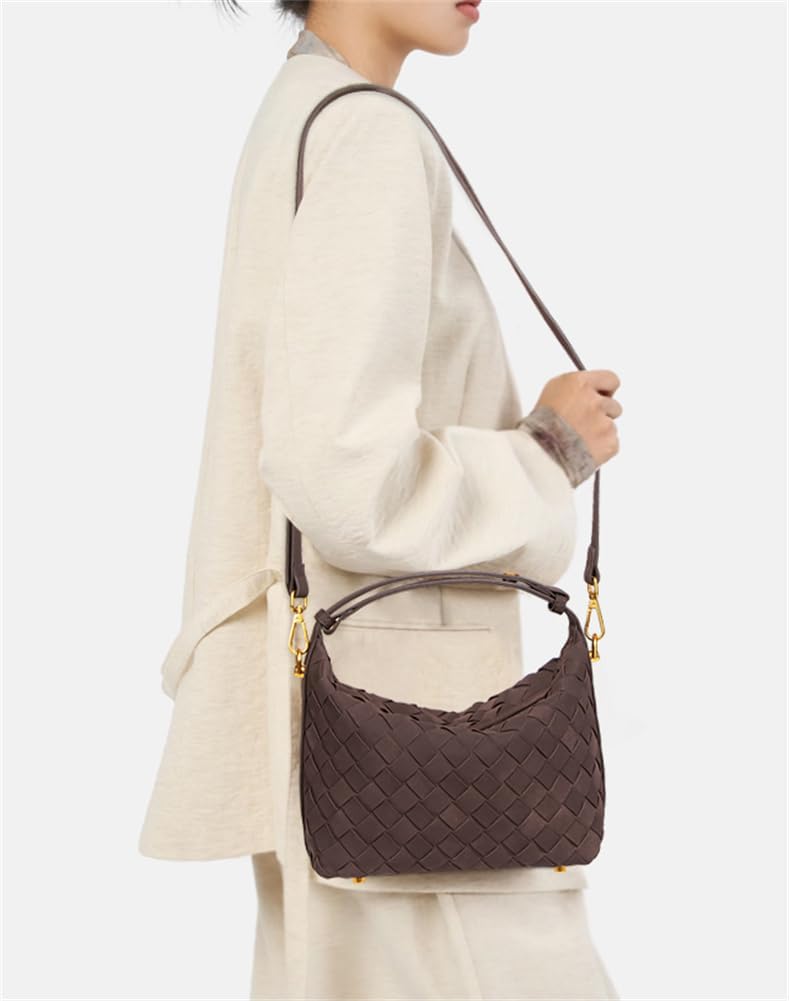 Women's Suede Woven Bag Shoulder Tote Purse Faux Suede Crossbody Handbag Clutch Woven Hobo Bag Satchel Slouchy Handbag 2025 - Image 2