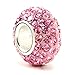 Sterling Silver Pink Crystal Ball Bead Charm
