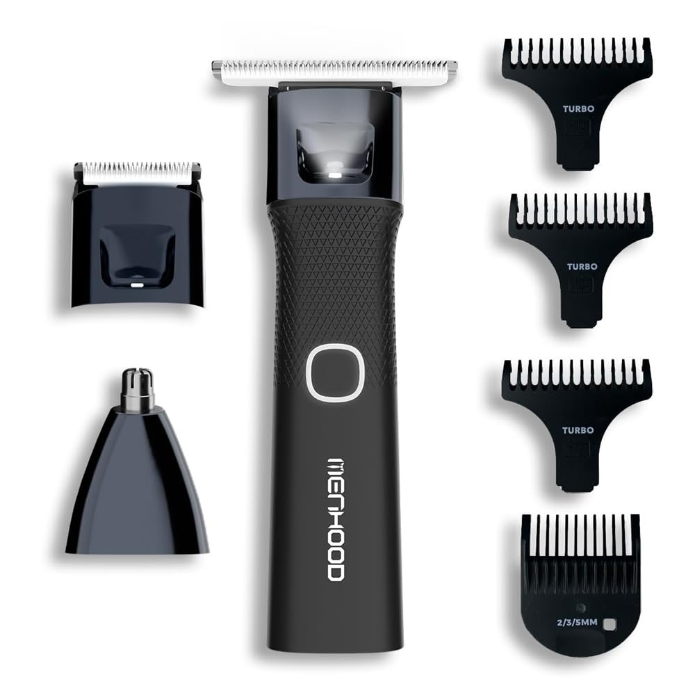 MENHOOD Trimmers for Men | Grooming Trimmers Suitable for Beard, Body, Pubic, Nose and Ear | Electric Shaver for Men with 180 Min Runtime | 3 Detachable Heads for Body, Ball and Nose (Trimmer Ultra)