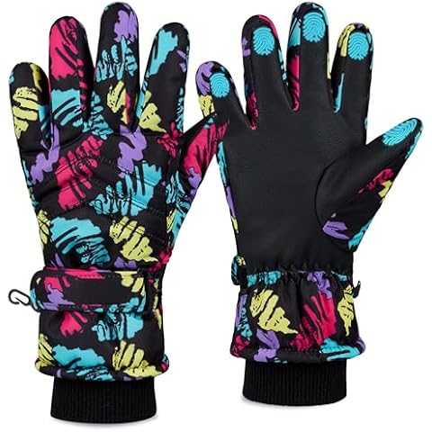 CityComfort Girls Skiing Gloves Fleece Lined Touch Screen Gloves Thermal Waterproof Windproof Snowboarding Cover