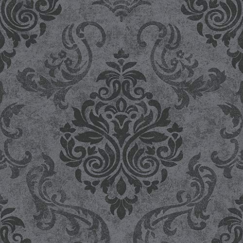 Barock Tapete in Anthrazit | Neobarock Tapete in Schwarz und Grau mit Ornament | Graue Vliestapete ideal für Schlafzimmer und Wohnzimmer Cover