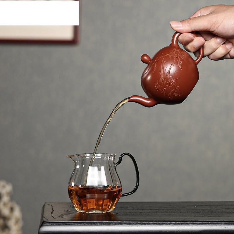 Théière en Argile Violette 280 ML, fabriquée à la Main avec Filtre, en Terre Crue. Coffret à thé Zisha. Infuseur à thé en Vrac.