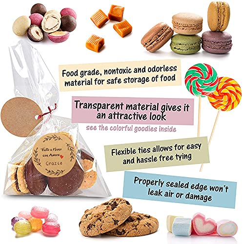 100 Pcs Sachet Cellophane Sachets Transparents 15 X 25 Cm Bonbons Avec