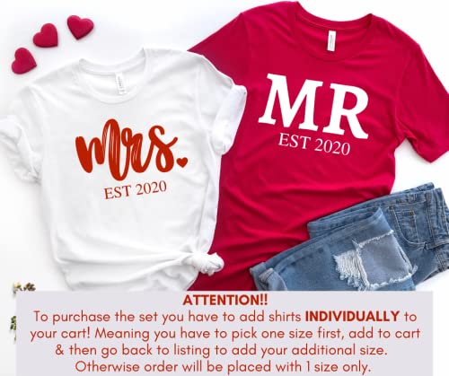 Mr Mrs Matching Shirts For Couples, Personalized Honeymoon Shirts, Cute Newlywed Shirt for Husband and Wife, Just Married, Wedding Gift, Custom Matching Couples T-shirt.2