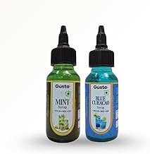 Gusto Foods Mint & Blue Curaçao Syrup Combo - Mocktail Syrup, Cocktail Mojito Syrup - Perfect for Mocktails & Cocktails, Mint Flavor (Pack of 2)