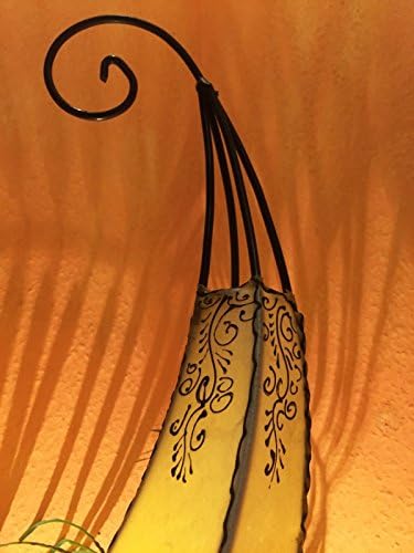 Marrakesch Oosterse staande lamp Daya Natuur 70 cm lederen lamp Hennalamp Lamp | Marokkaanse grote staande lampen van metaal, lampenkap van leer | Oosterse decoratie uit Marokko, kleur natuur photo 3