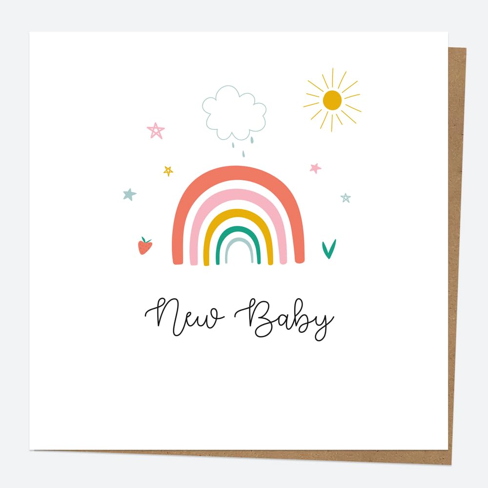 Dotty about Paper Chasing Rainbows - New Baby - Congratulations, Modern Design, New Mum, Family, Cute, Welcome to the World, Celebrations. Baby Girl, Baby Boy. Envelope Included (3864)