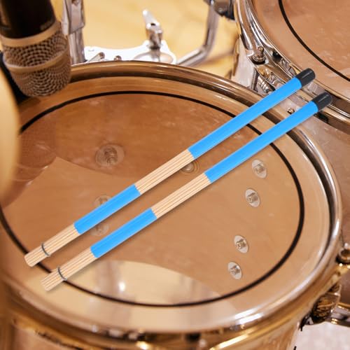 Paquete de 1 par INOOMP Baquetas de brocha para jazz y folk, varillas múltiples, agarre cómodo y construcción de madera, incluye bolsa de almacenamiento miniatura 6