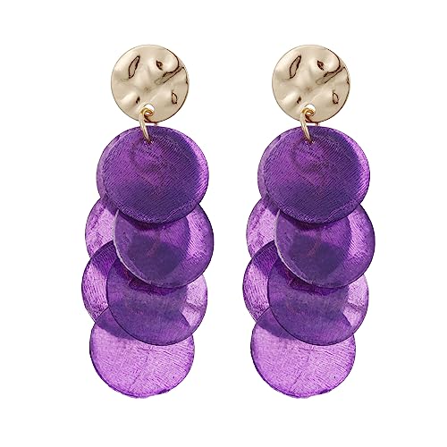 Shell Earrings for Women, Cluster of Round Shell Drop Dangle Earrings Summer Beach Jewelry