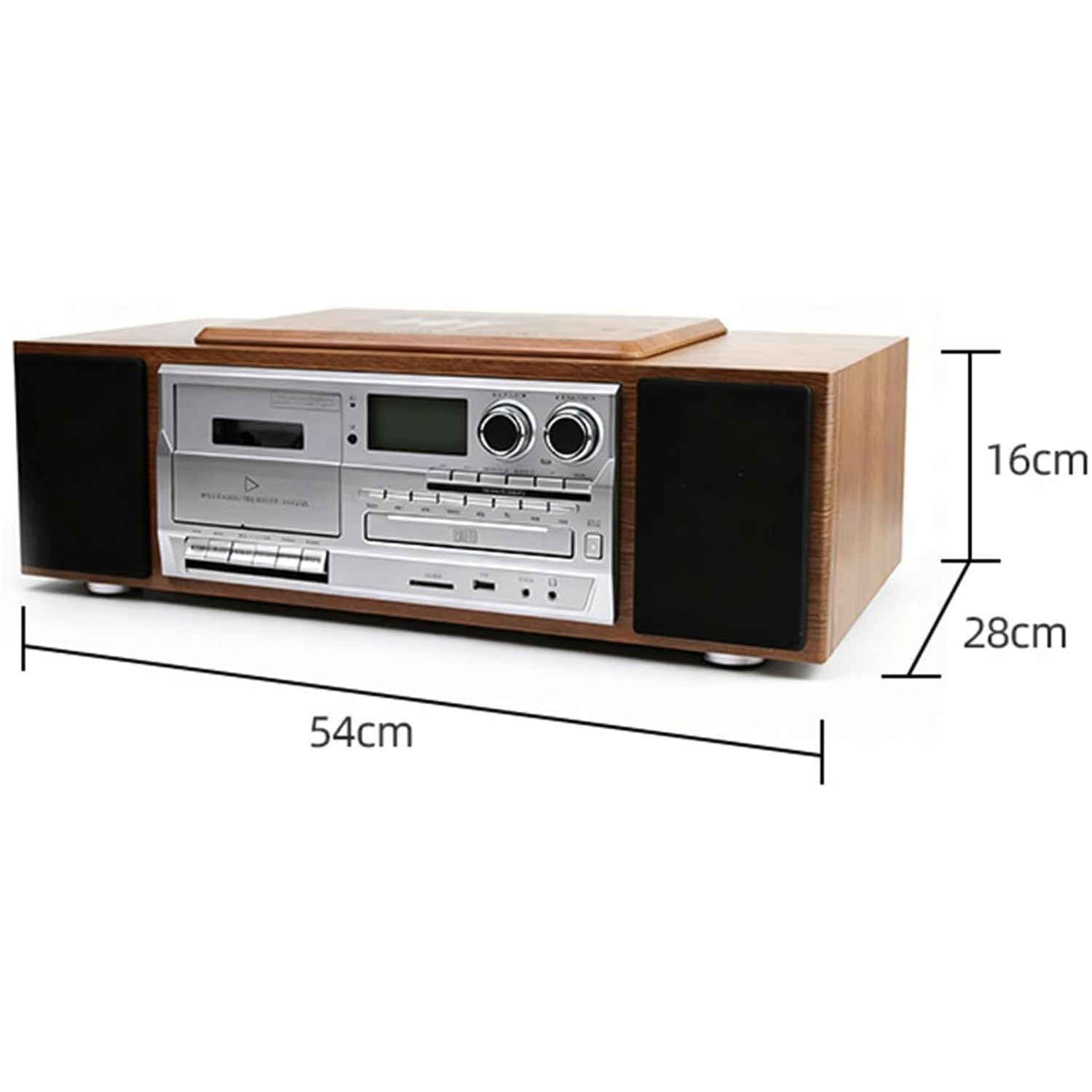 Reproductor de CD con reproductor de cassette, altavoces estéreo duales, pantalla LCD, Bluetooth, reproducción USB, entrada AUX y control remoto, sistema de música 5 en 1 para el hogar y la oficina