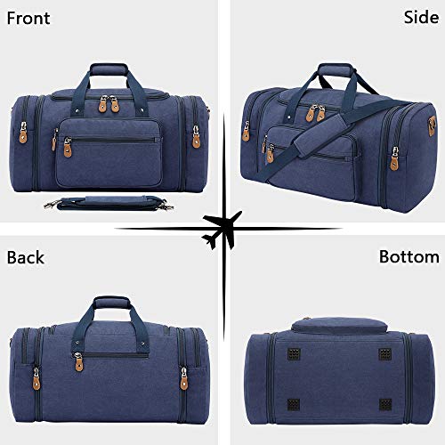 Gonex Canvas Duffle Bag for Travel, 50L Duffel Overnight Weekend Bag(Blue)