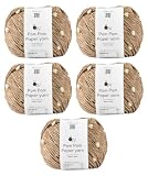 原ウール knitworm 毛糸 5玉セット Knitworm Pom Pom Paper yarn ポンポンペーパーヤーン 並太 30g(約51m) (101.コルク×アイボリー)