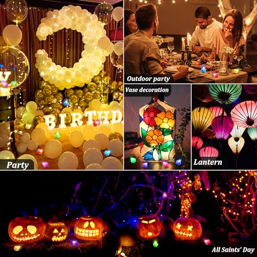 Image of 50Pcs Balloon Lights Mini Led Lights Round Long Standby Time Multicolor Ball Lamps Paper Lantern Balloon Liamps for Birthday Party Christmas Halloween Decoration Pink
