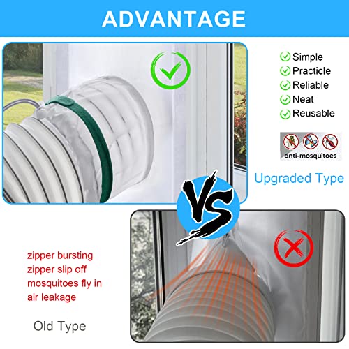 Portable Ac Window Seal Kit, Upgraded 100% Sealed One-Piece Design Window Seal For Portable Air Conditioner With Drawstring And Adhesive Fastener For Sliding Window (25 * 62~92Cm) #TOP1