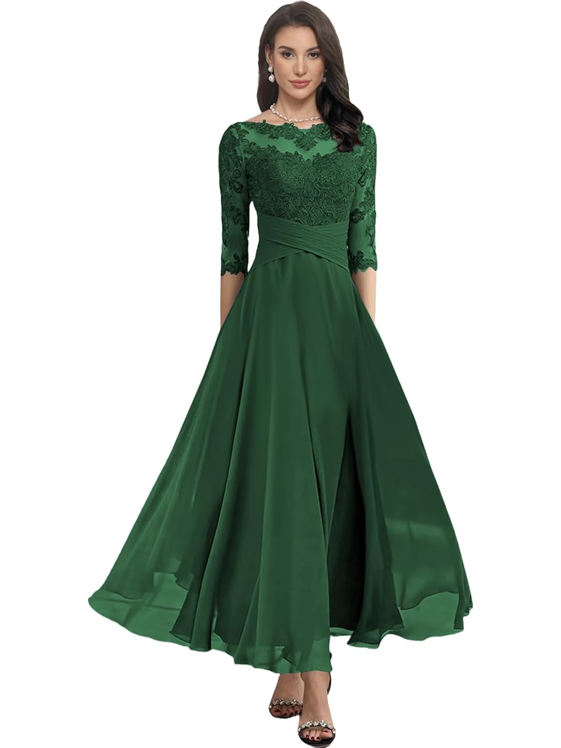 Laces Applique Chiffon Mother of The Bride Dresses for Wedding Tea Length A Line Grandmother of The Groom