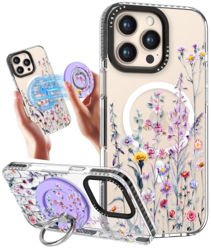 Coque iPhone 16 à motif floral pour femmes avec support vidéo