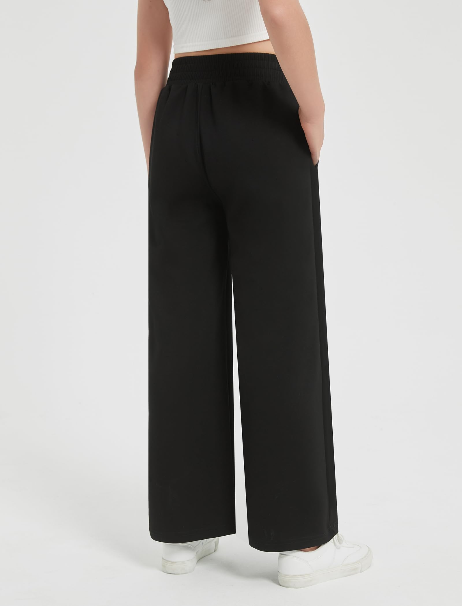 EXARUS Pantaloni della tuta per ragazze Pantaloni a gamba larga per adolescenti a strisce laterali/carico/crossover in vita sudorazione larghi tasche sportive casual 6-14 anni
