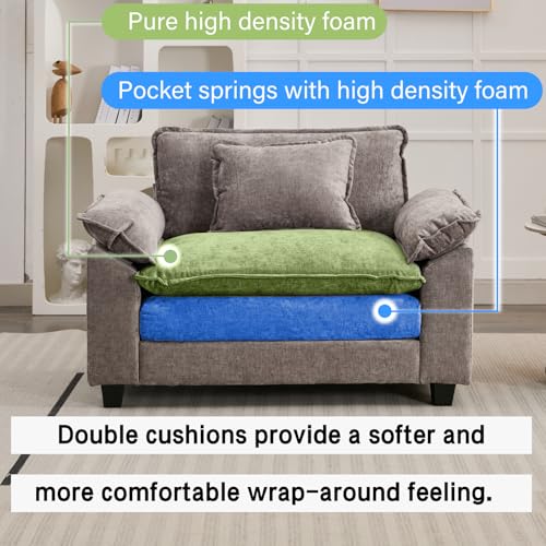 Image of Oprisen Modular Sectional Sofa, Comfy Cloud Couch Sectional Sofa, Chenille Sofa Sleeper Deep Seat Sofa with Throw Pillows for Living Room (Light Gray, 53 inch- Single Seat)