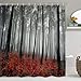 BLEUM CADE Modern timesm Bathroom Shower Curtain Mystic Forest Bathroom Curtain with 12 Hooks, Trees Red Leaves Shower Curtains Durable Waterproof Fabric Bath Curtain