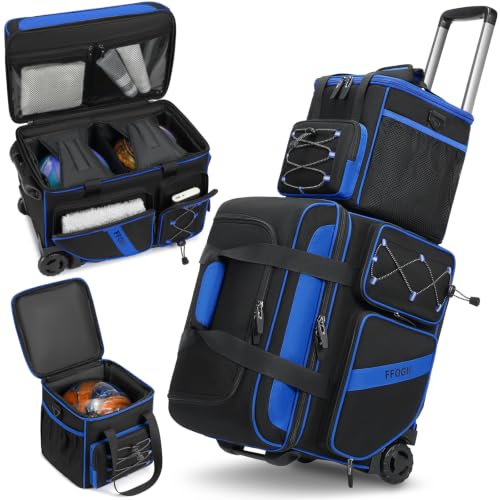 FFOGH 3 Ball Bowling Bag with Wheels 2 Ball Roller with Add-on Single Tote